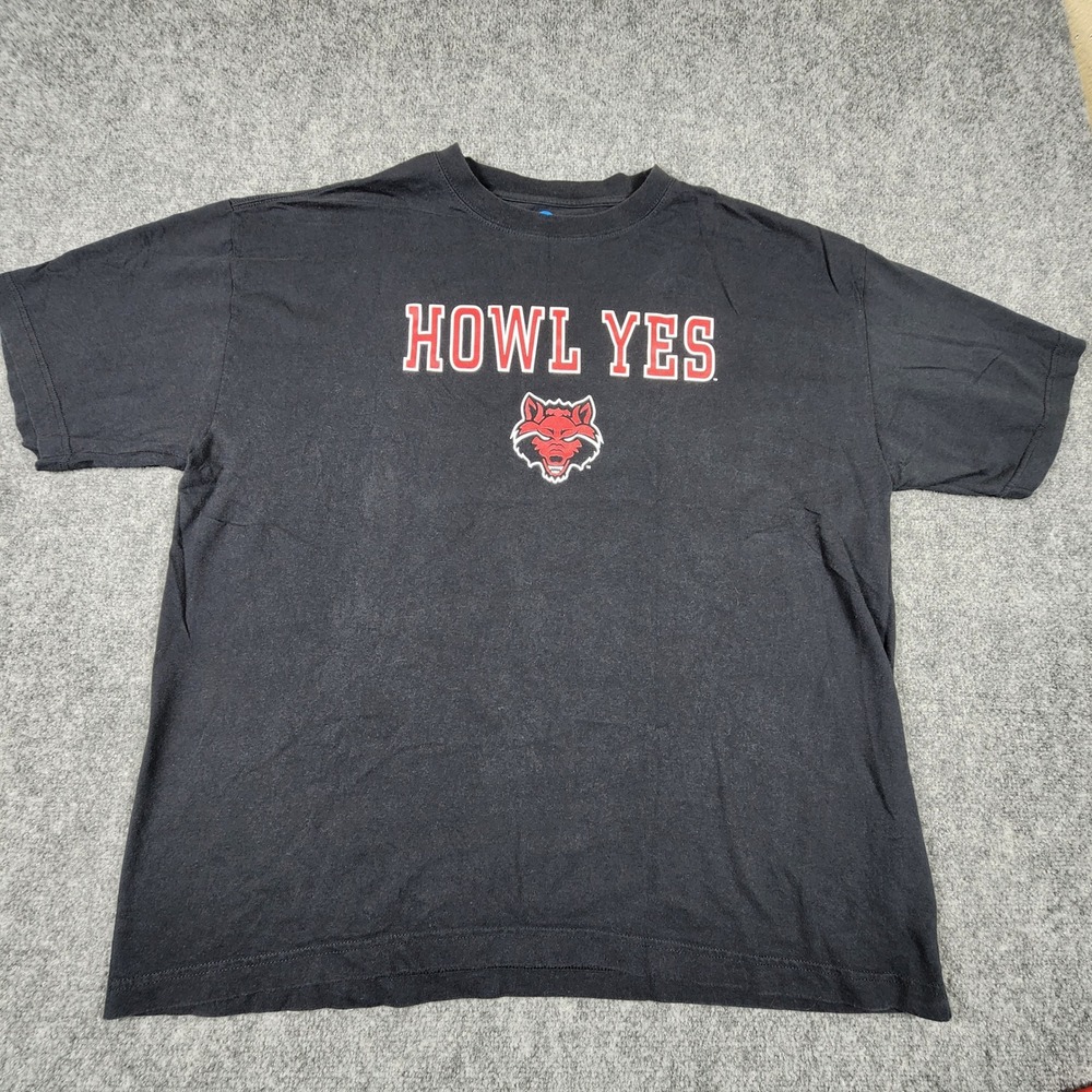 NCAA NC‎ State Wolfpack Howl Yes T-Shirt Black Mens 2XL KA Inc Graphic Tee